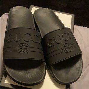 Black Gucci slides